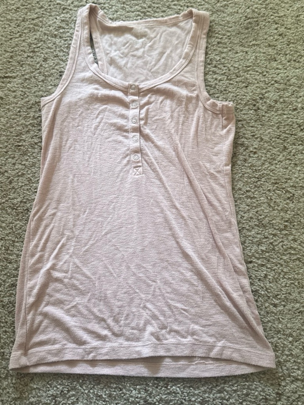 aerie Pale Pink Ribbed Henley Tank - Picture 1 of 3